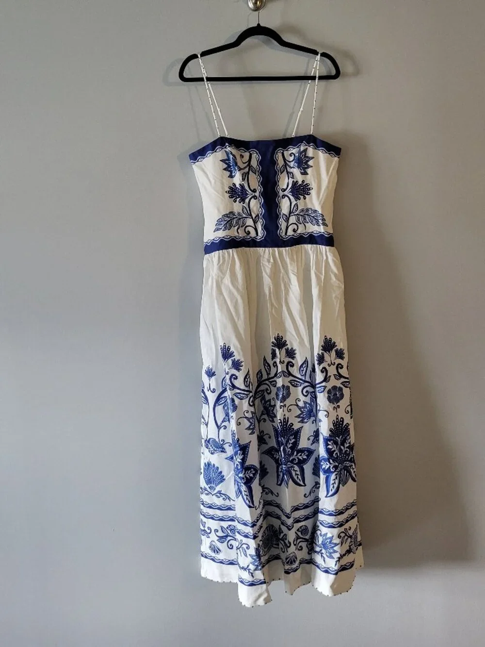Farm Rio Off-White and Blue Floral Shell Garden Midi Dress Soze XL - Picture 5 of 12